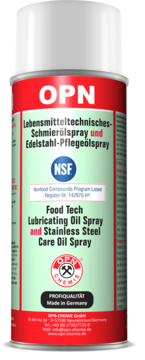 OPN-Lebensmitteltechnisches-Schmierölspray NSF H1 und Edelstahl-Pflegeölspray NSF H1